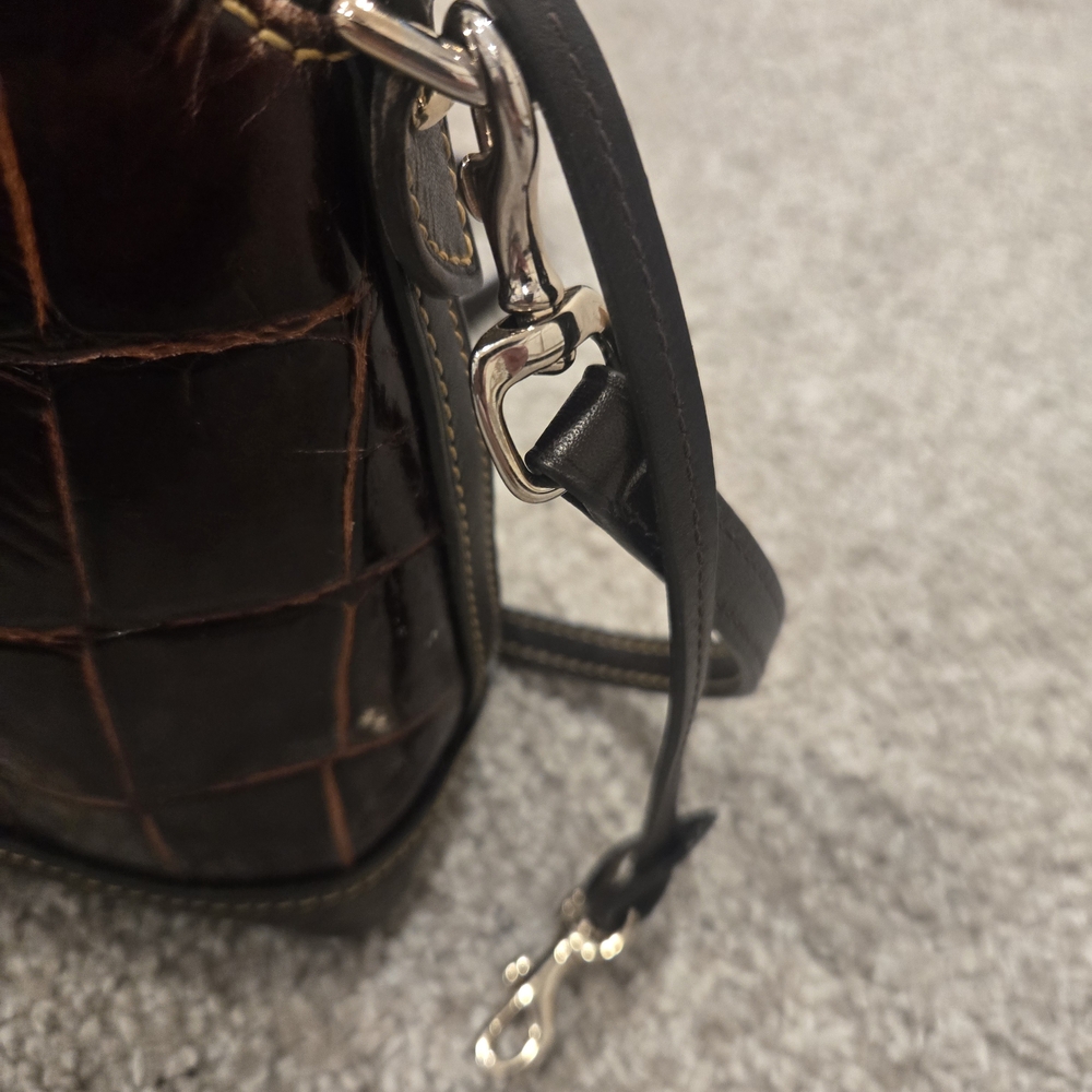 Dooney & Bourke Brown Croc-Embossed Leather Bag - Picture 11 of 12
